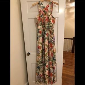 Lulu's Lija Cream Floral Print Maxi Dress